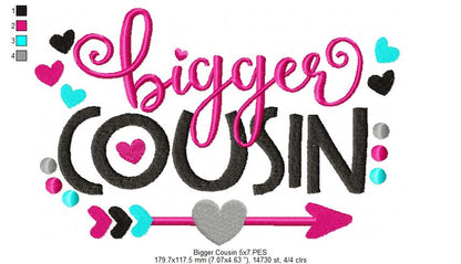 Bigger Cousin Quote – Fill Stitch – Machine Embroidery Design