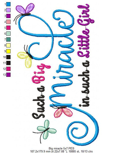 Such a Big Miracle in Such a Little Girl - Fill Stitch