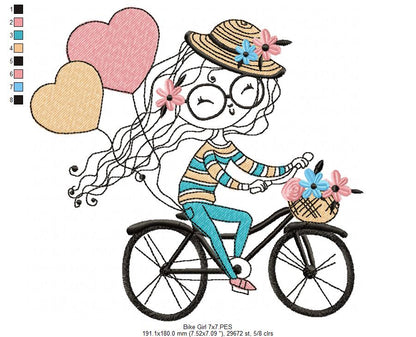 Swirly Girn on a Bike - Fill Stitch - Machine Embroidery Design