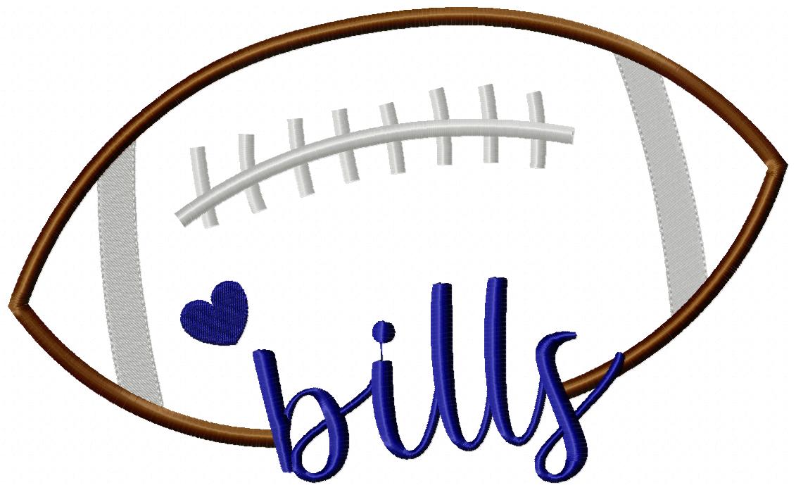 Bills Football Script Heart – Satin Stitch – Machine Embroidery Design