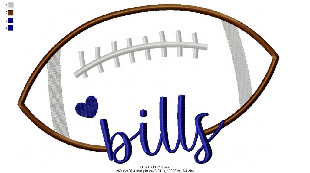 Football Bills Ball - Fill Stitch