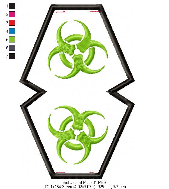 Biohazard Face Mask - ITH Project - Machine Embroidery Design