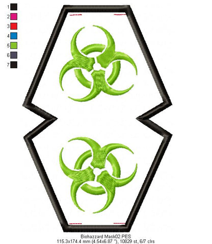 Biohazard Face Mask - ITH Project - Machine Embroidery Design