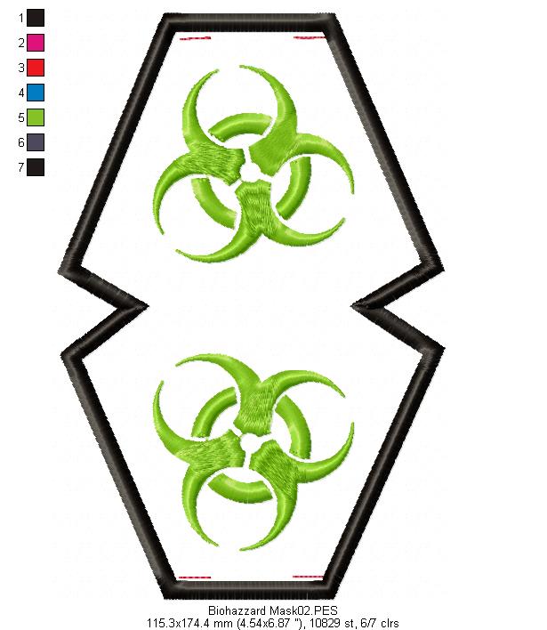 Biohazard Face Mask - ITH Project - Machine Embroidery Design