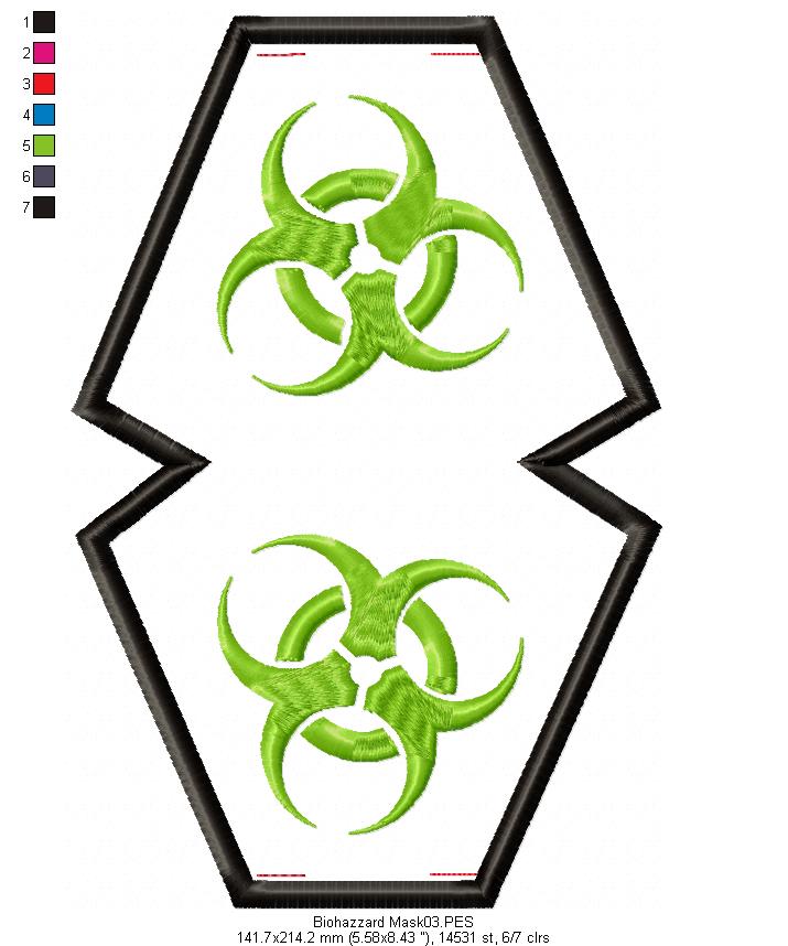 Biohazard Face Mask - ITH Project - Machine Embroidery Design