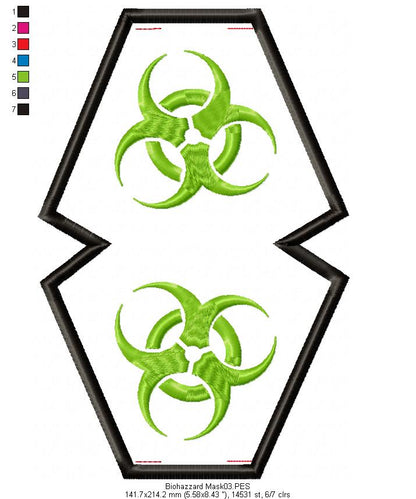 Biohazard Face Mask - ITH Project - Machine Embroidery Design