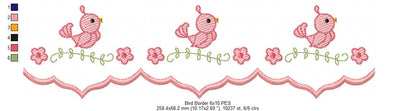 Cute Bird Delicate Border - ITH Project - Machine Embroidery Design