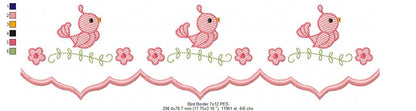 Cute Bird Delicate Border - ITH Project - Machine Embroidery Design