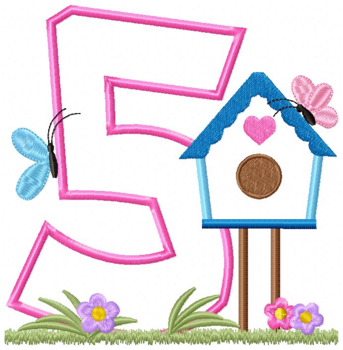 Bird House Birthday Set Numbers 1-11 - Applique