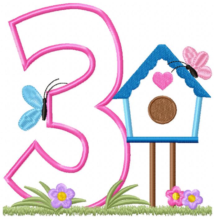 Bird House Birthday Set Numbers 1-11 - Applique