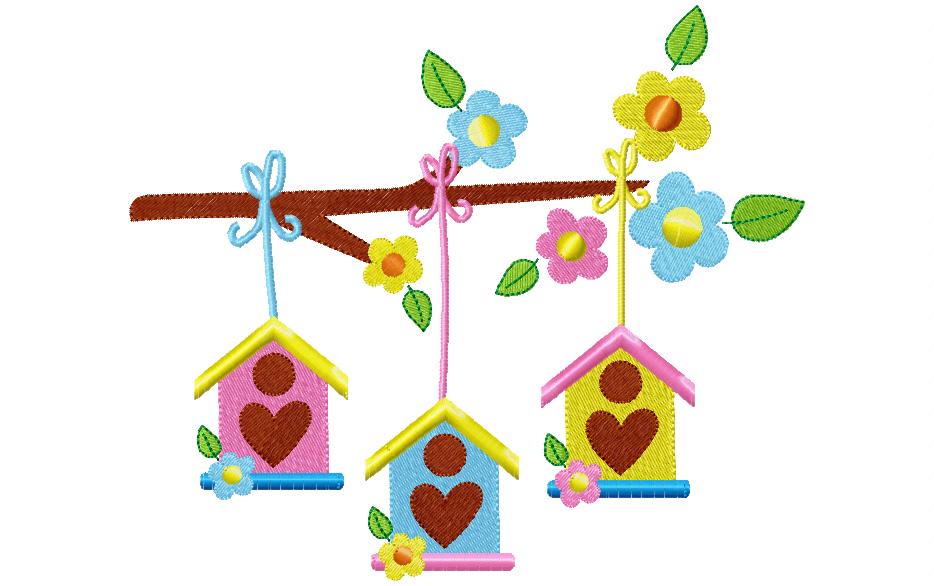 Bird Houses - Fill Stitch