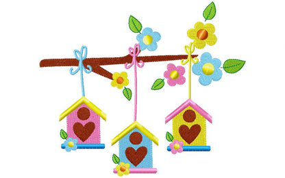 Bird Houses - Fill Stitch