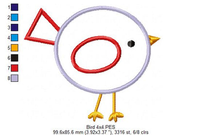 Cute Little Bird - Appliqué – Machine Embroidery Design