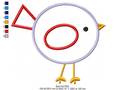 Cute Little Bird - Appliqué – Machine Embroidery Design