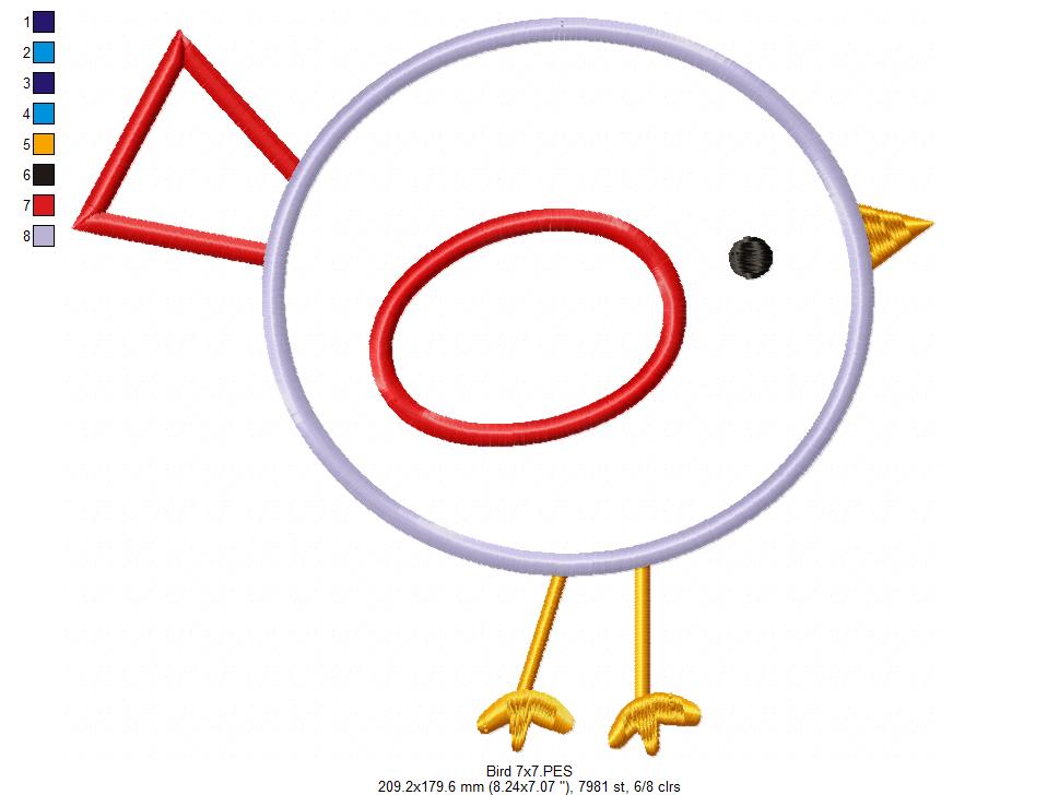 Cute Little Bird - Appliqué – Machine Embroidery Design