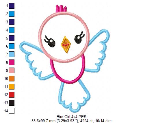 Bird Girl Smiling - Applique