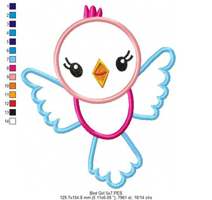 Bird Girl Smiling - Applique