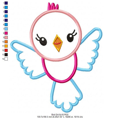 Bird Girl Smiling - Applique
