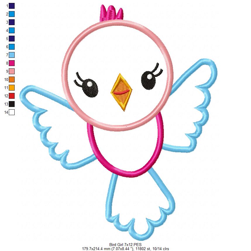 Bird Girl Smiling - Applique
