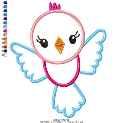 Bird Girl Smiling - Applique