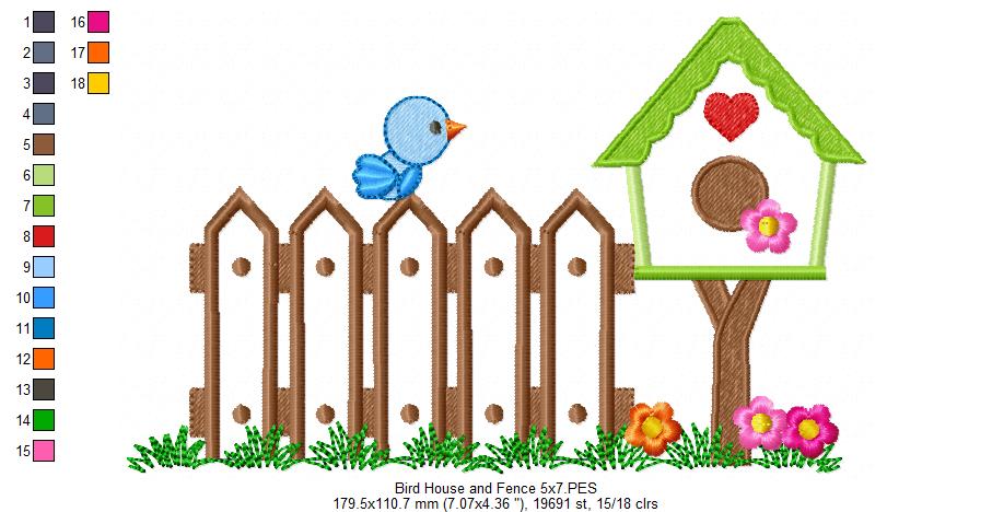 Sweet Birdhouse Garden Scene - Applique – Machine Embroidery Design