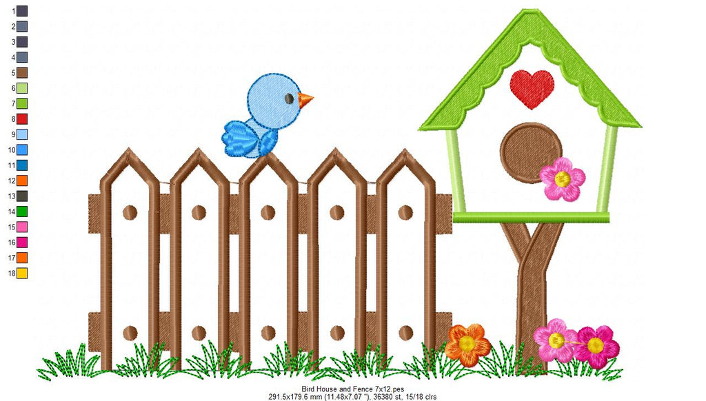 Bird House and Fence - Applique