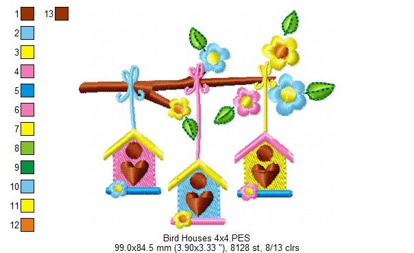Bird Houses - Fill Stitch