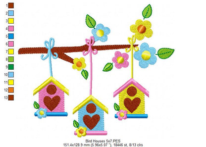 Bird Houses - Fill Stitch
