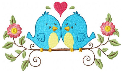 Two Little Birds in Love - Fill Stitch