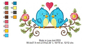 Two Little Birds in Love - Fill Stitch