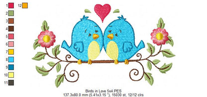 Two Little Birds in Love - Fill Stitch