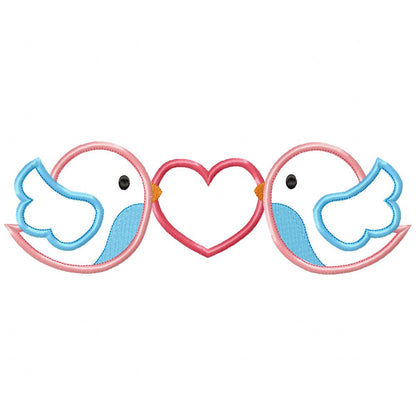 Birds in Love with Heart – Appliqué – Machine Embroidery Design