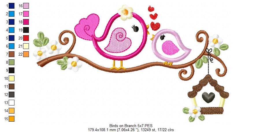 Birds on the Branch - Applique Embroidery