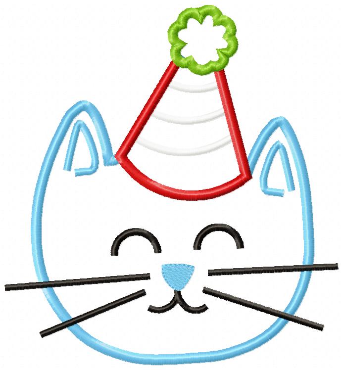 Birthday Kitty Cat Boy - Appliqué – Machine Embroidery Design