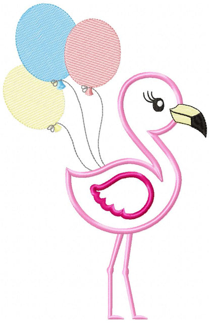 Flamingo and Balloons - Applique