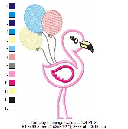 Flamingo and Balloons - Applique