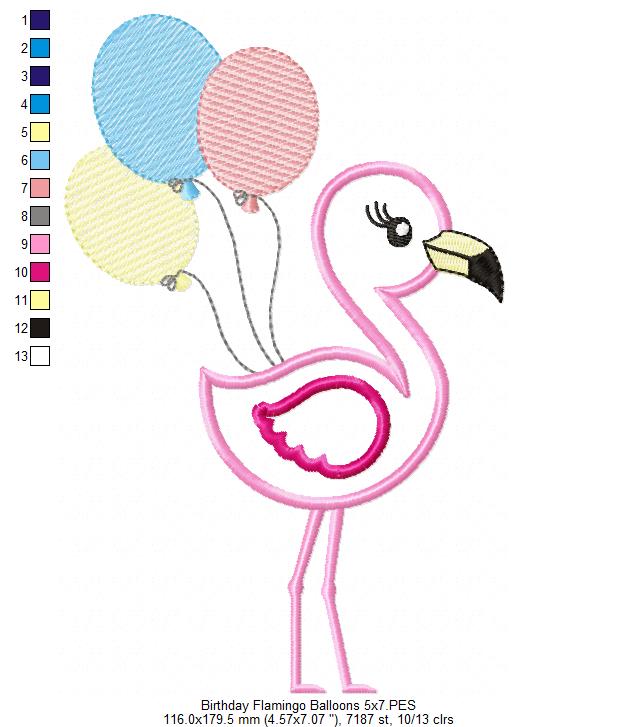 Flamingo and Balloons - Applique