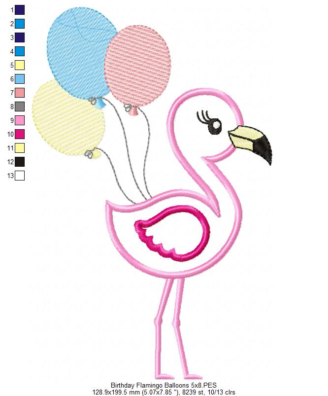 Flamingo and Balloons - Applique