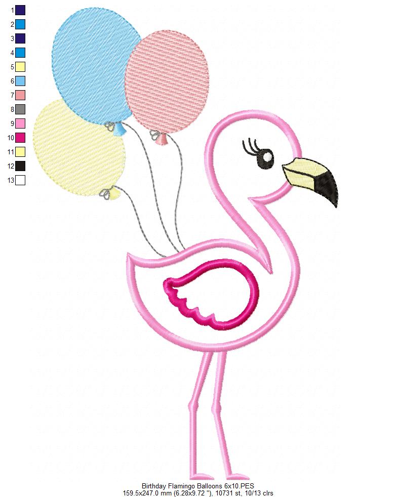 Flamingo and Balloons - Applique