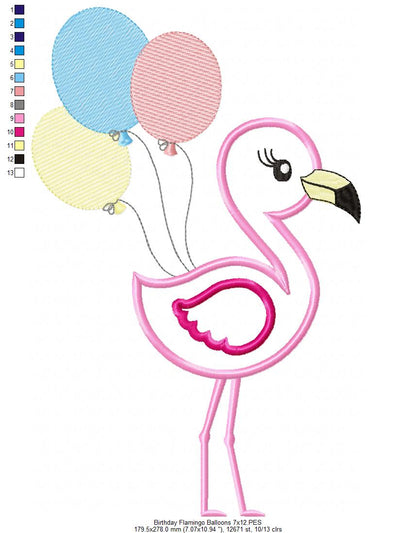 Flamingo and Balloons - Applique
