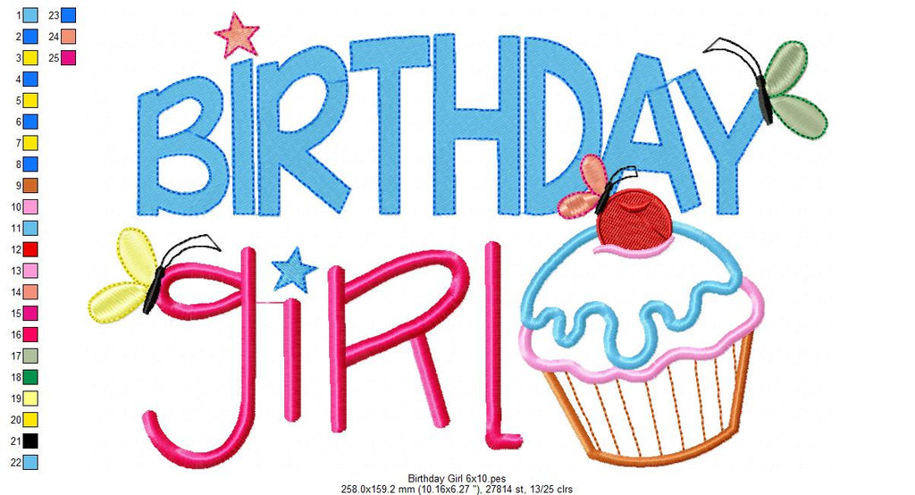 Birthday Girl Cupcake - Applique