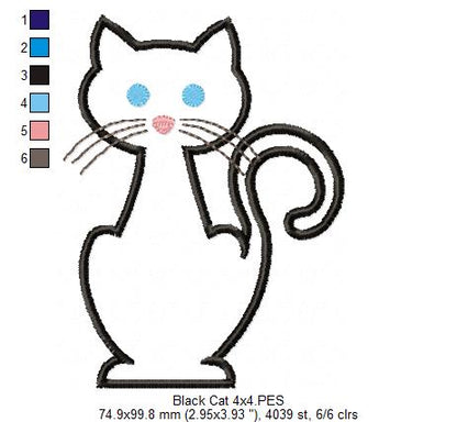 Black Cat - Applique - Machine Embroidery Design