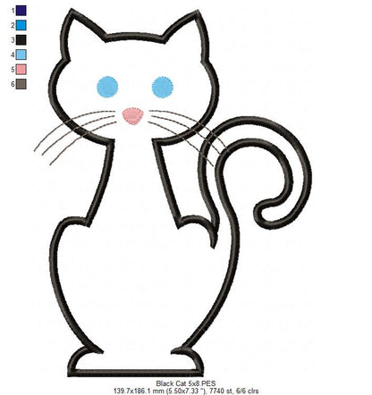 Black Cat - Applique - Machine Embroidery Design
