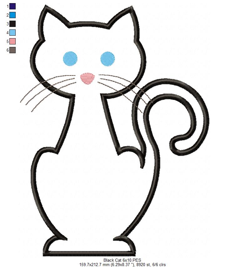 Black Cat - Applique - Machine Embroidery Design