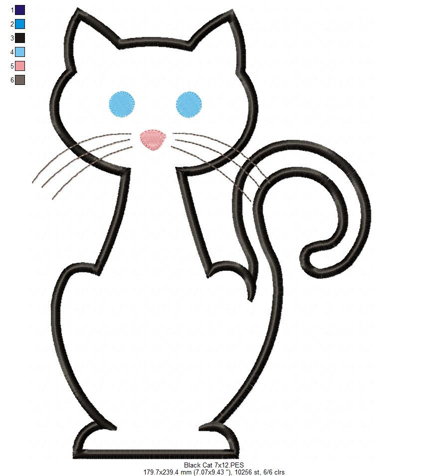 Black Cat - Applique - Machine Embroidery Design