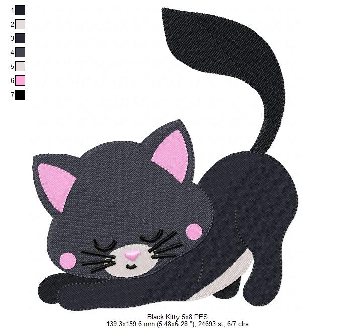 Black Kitty - Fill Stitch