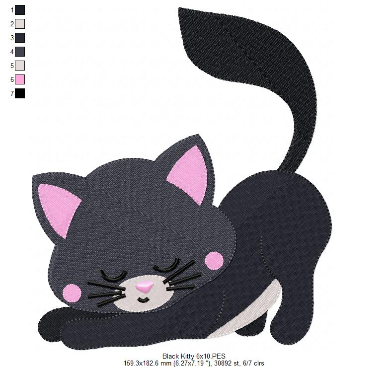 Black Kitty - Fill Stitch