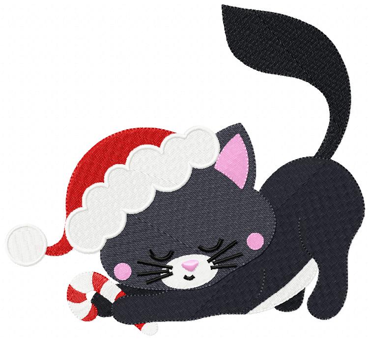 Black Christmas Kitty - Fill Stitch