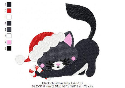 Black Christmas Kitty - Fill Stitch