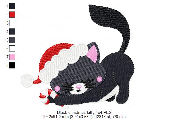 Black Christmas Kitty - Fill Stitch